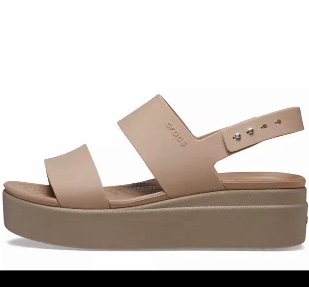 Crocs Brooklyn Low Wedge Latte/ Mushroom 206453-2EL Women's Size 7 NEW WITH TAGS