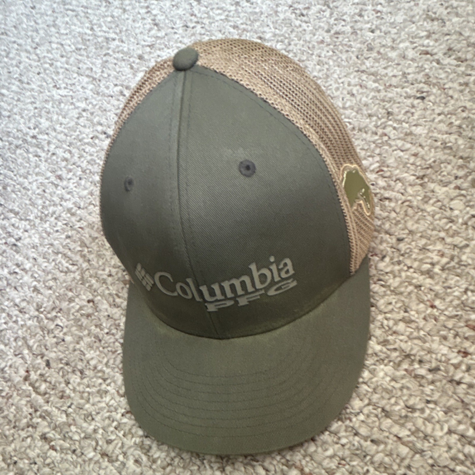 Columbia PFG Performance Fishing Gear Baseball Cap L/XL Green Tan Mesh Unisex