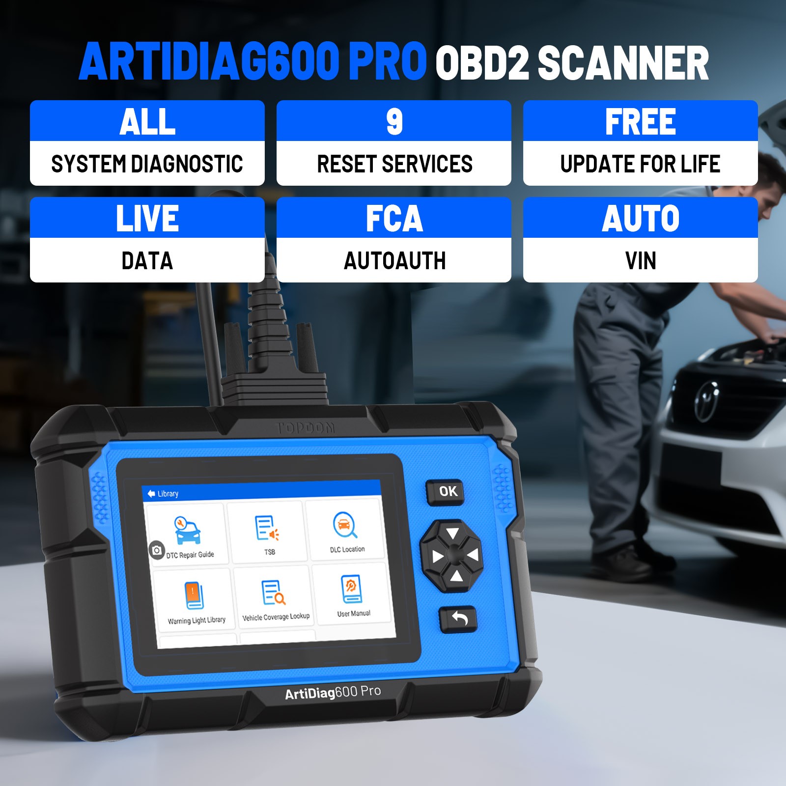 2026 TOPDON AD600 PRO All System Scanner Engine ABS SAS TPMS EPB Diagnostic Tool