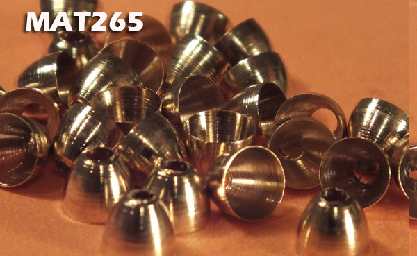 Brass Tapered Cone Heads for Fly Tying Gold- 3/16" 5mm 50 pkg MAT265