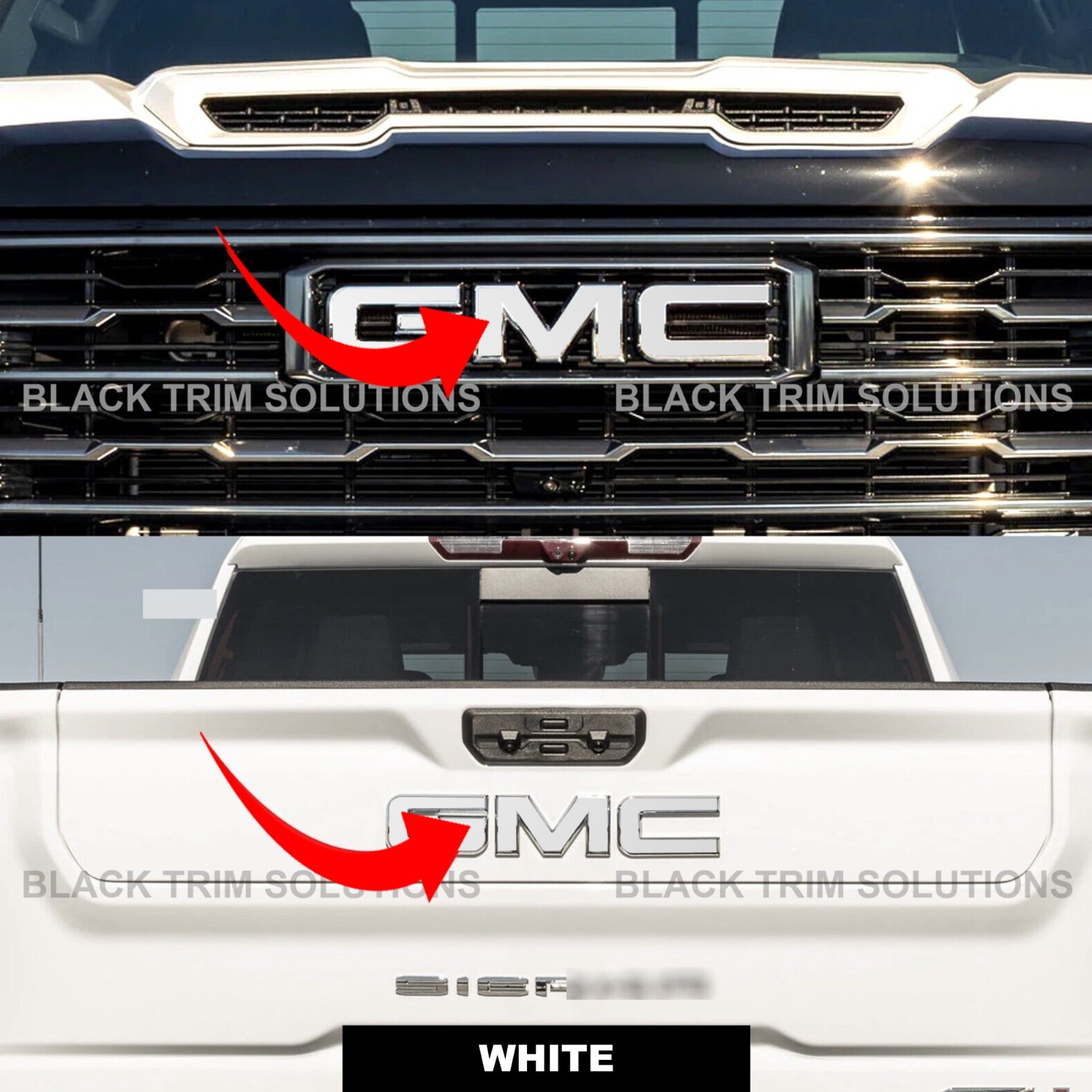 For 2020-2023 Gmc Sierra 2500 Gloss White Overlay DECAL x2 for Front Rear Emblem