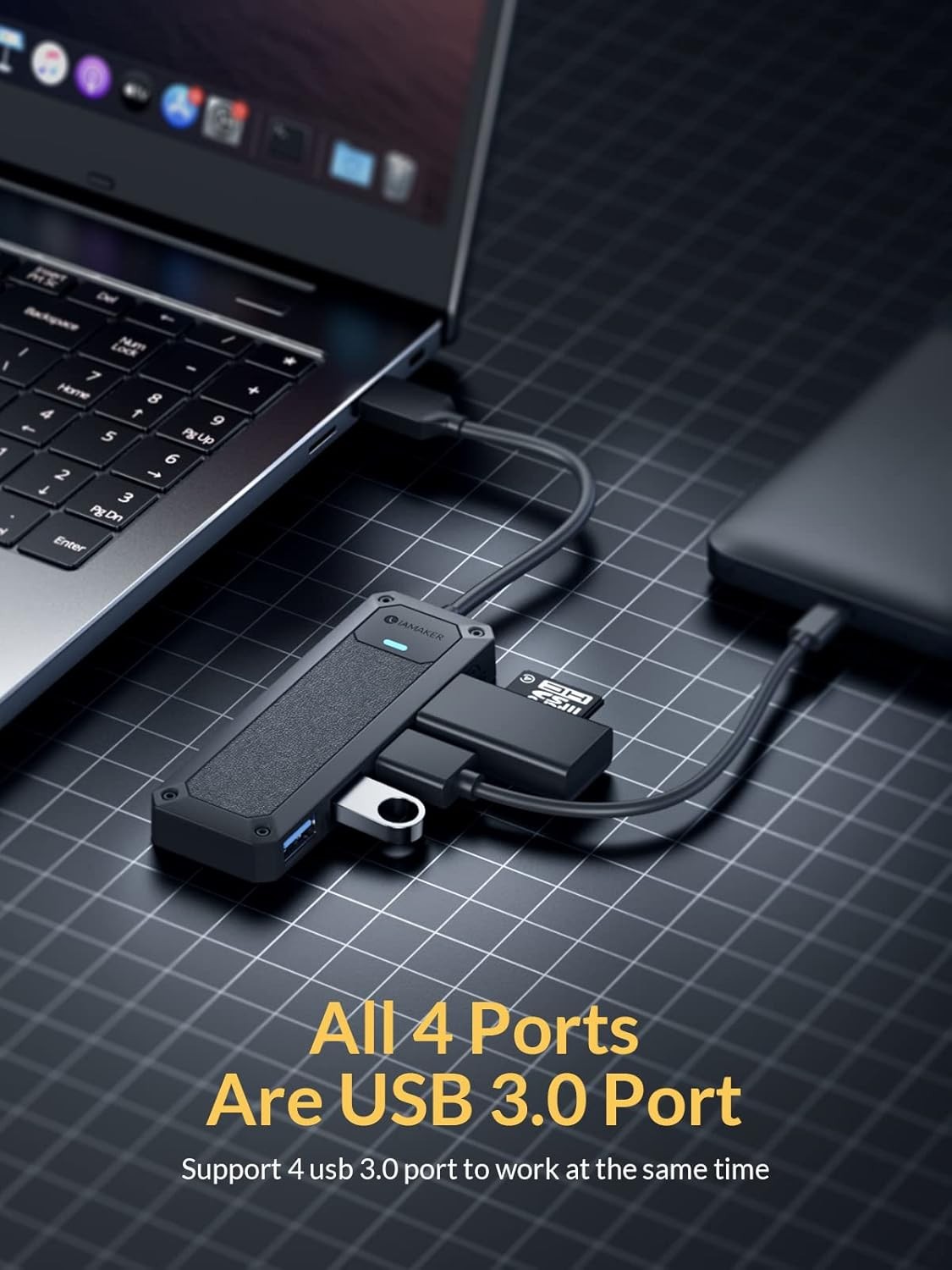 4 Ports USB 3 Hub 5Gbps Super Speed Data USB Splitter For Laptop PC Xbox PS5