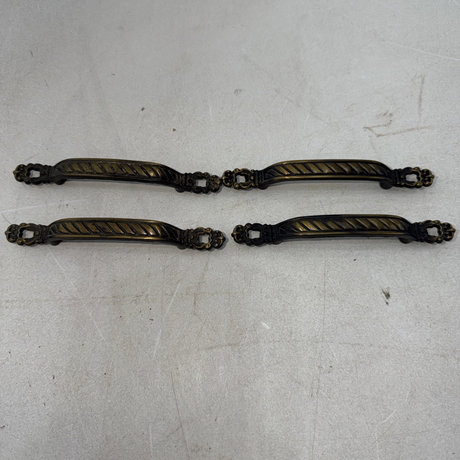 Lot of 4 Belwith Antique Brass Cabinet or Drawer Pulls No Screws