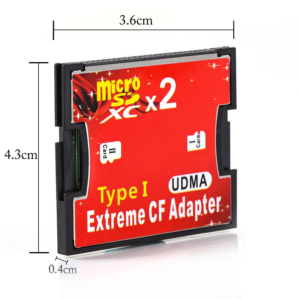 Dual PORT MICRO SD/SDXC TF TO COMPACT FLASH CF MEMORY CARD READER ADAPTER --US