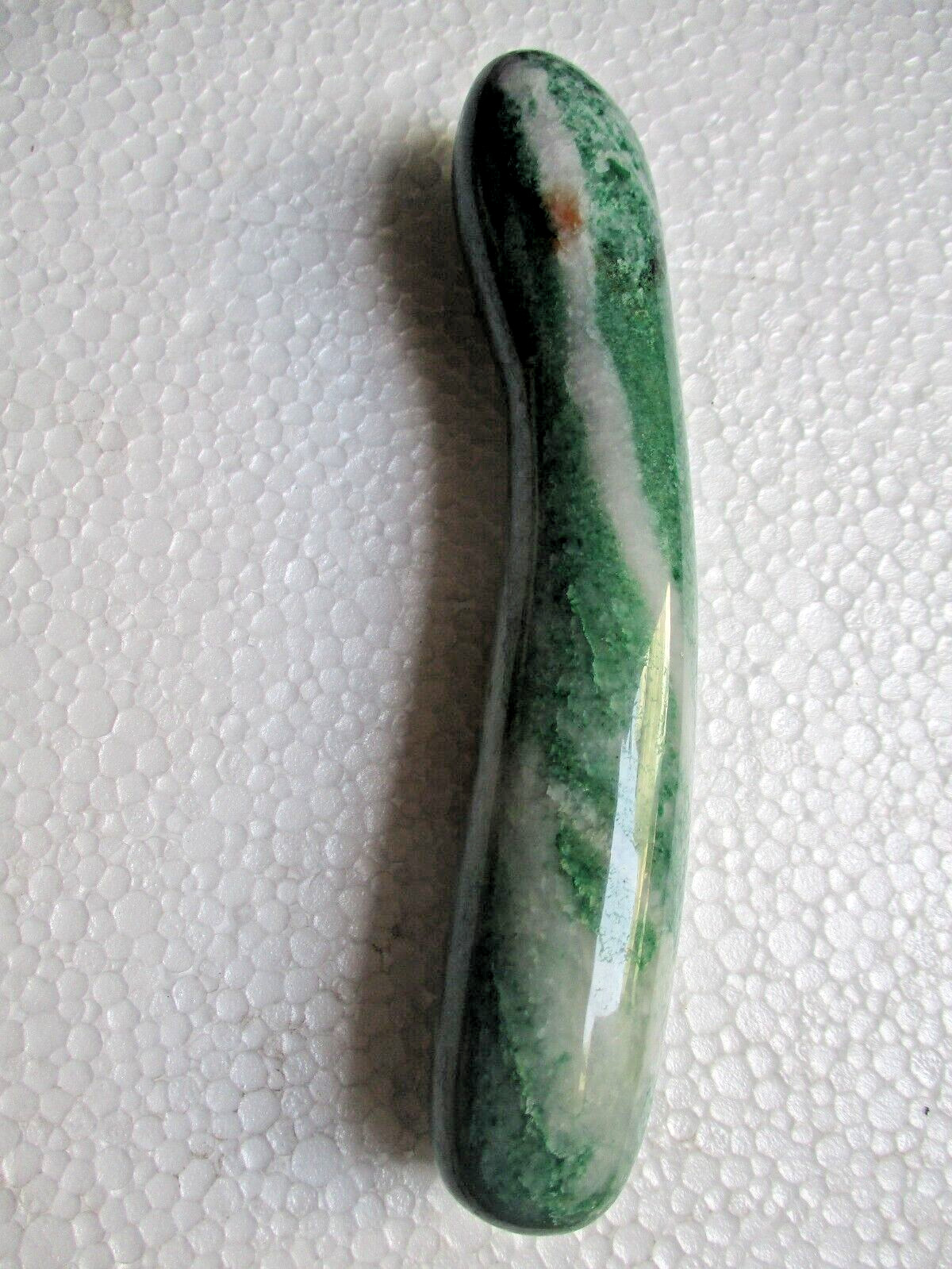 8.75" Green Inidan Jade Dildo Multipurpose Acupressure / US DUTY PAID