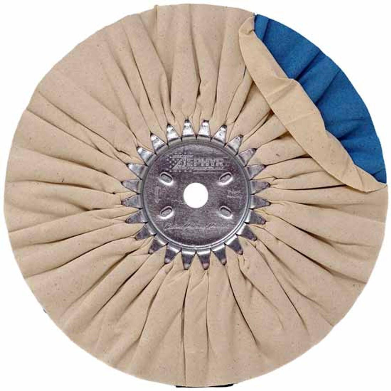 10 Inch White & Blue Super Shine Airway Buffing Wheel W/ 5/8 Inch Arbor Hole