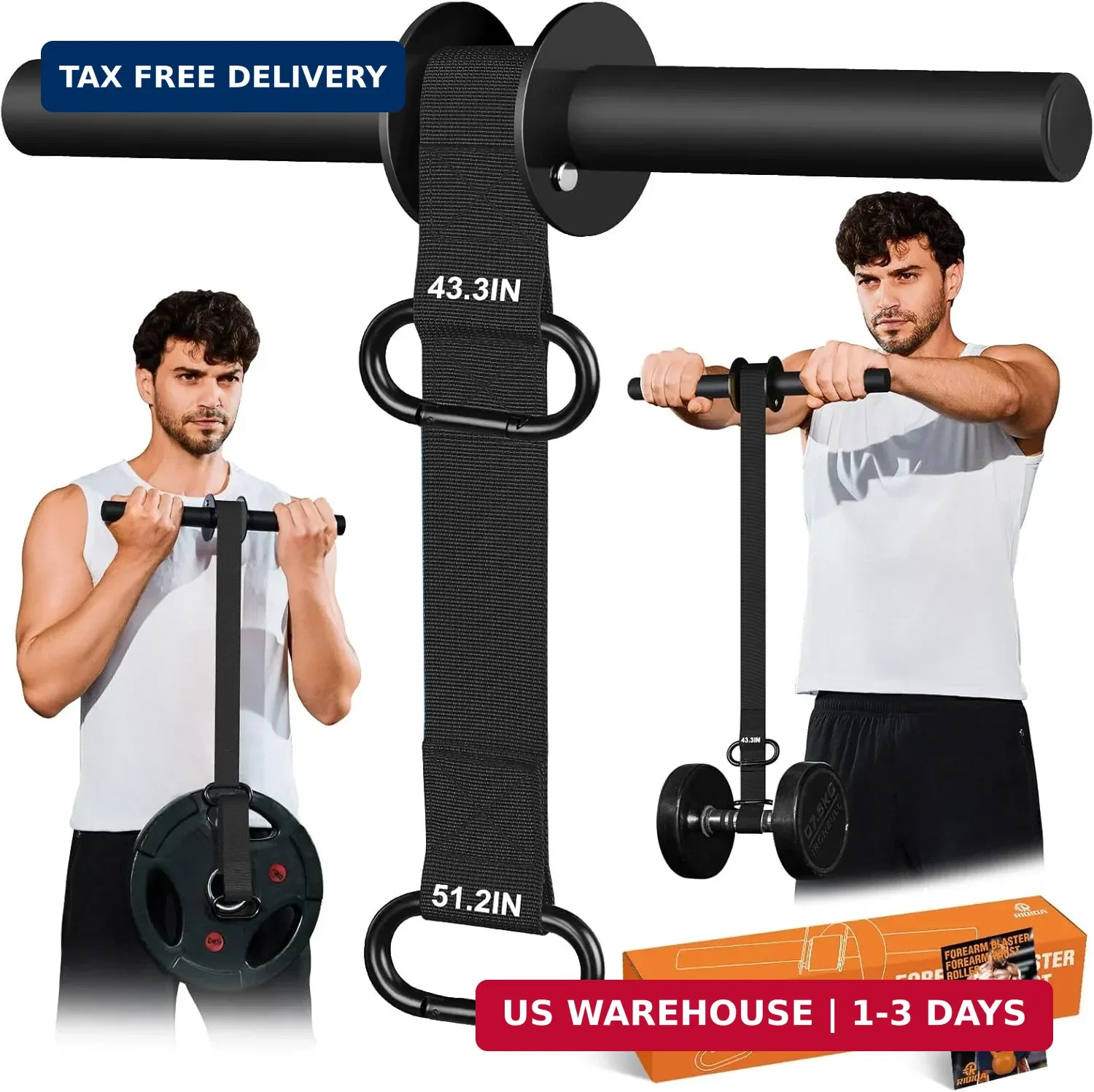 Forearm Strengthener and Wrist Roller, 43.3 inch Or 51.2 inch Ultra Strong Nylon