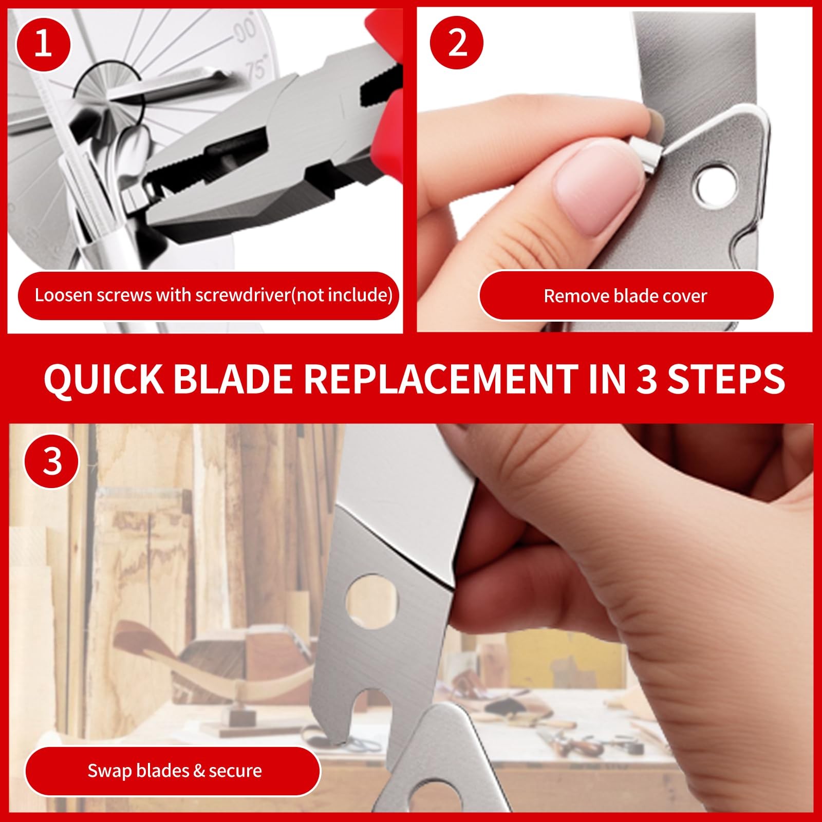 Multi Angle Miter Shear - Upgrade Quarter Round Cutting Tool with 12pcs Replacem
