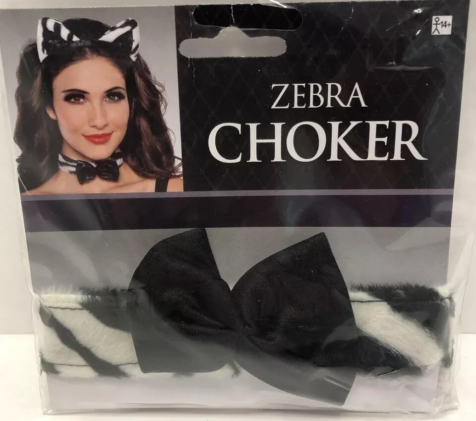 4pc Amscan Zebra 17" Striped Choker Bow Tie Halloween Costume Fits Adult Teen