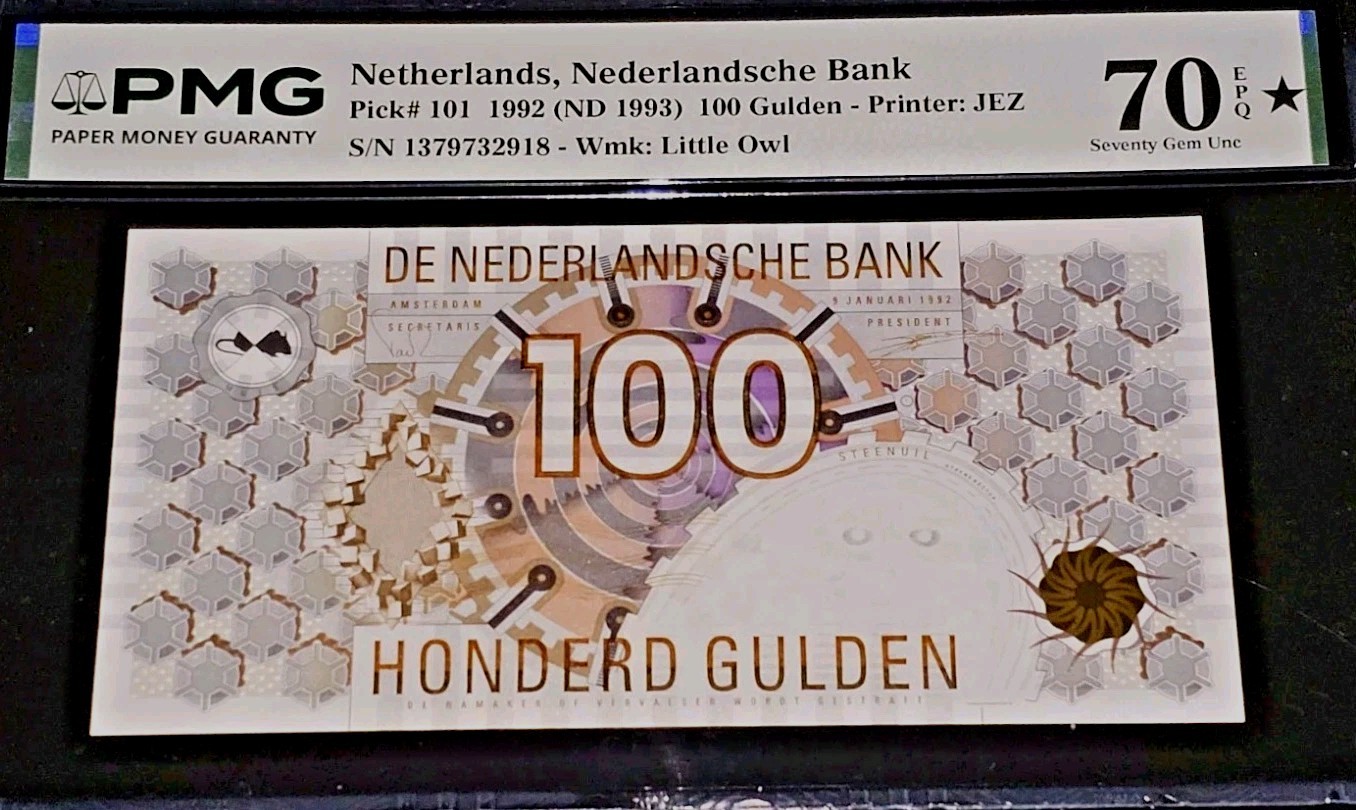 ***Perfect TOP POP*** Netherlands 100 Gulden, 1992, P-101, SUPERB GEM 70**