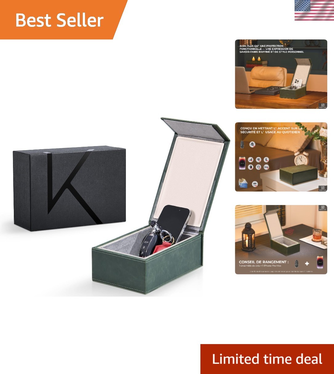 Compact Anti-Theft Faraday Box with Magnetic Closure - Stylish Signal Shielding