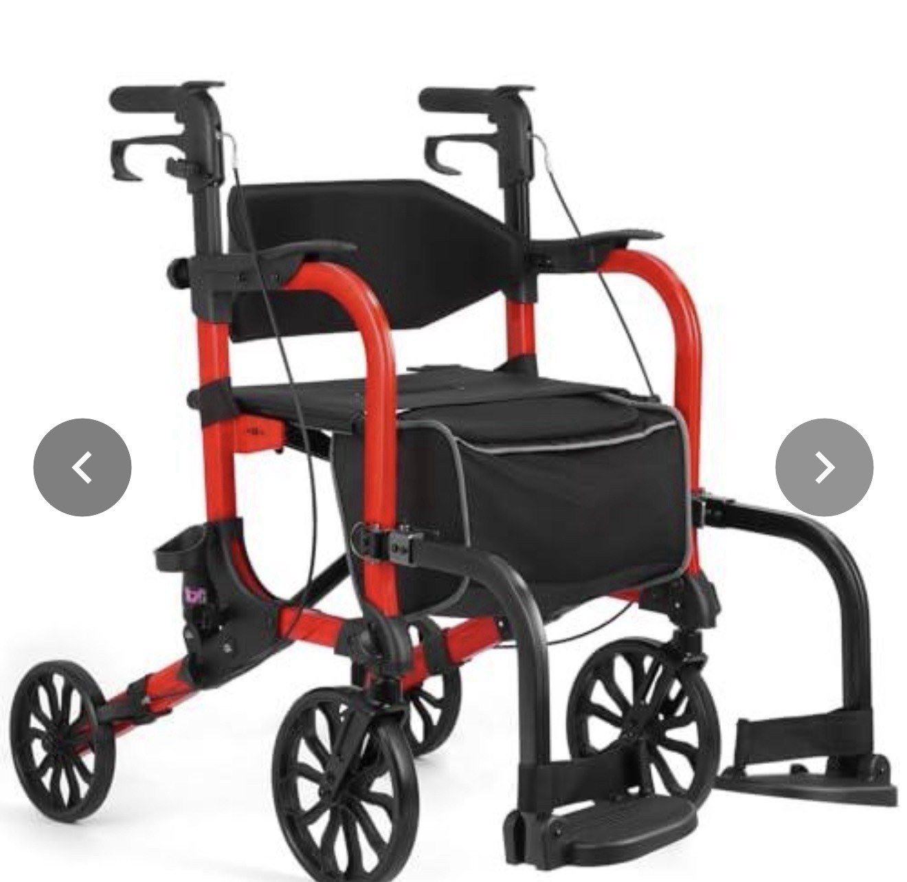 Flyingjoy Rollator Walker w/ Seat 2-in-1 Transport Chair Foldable