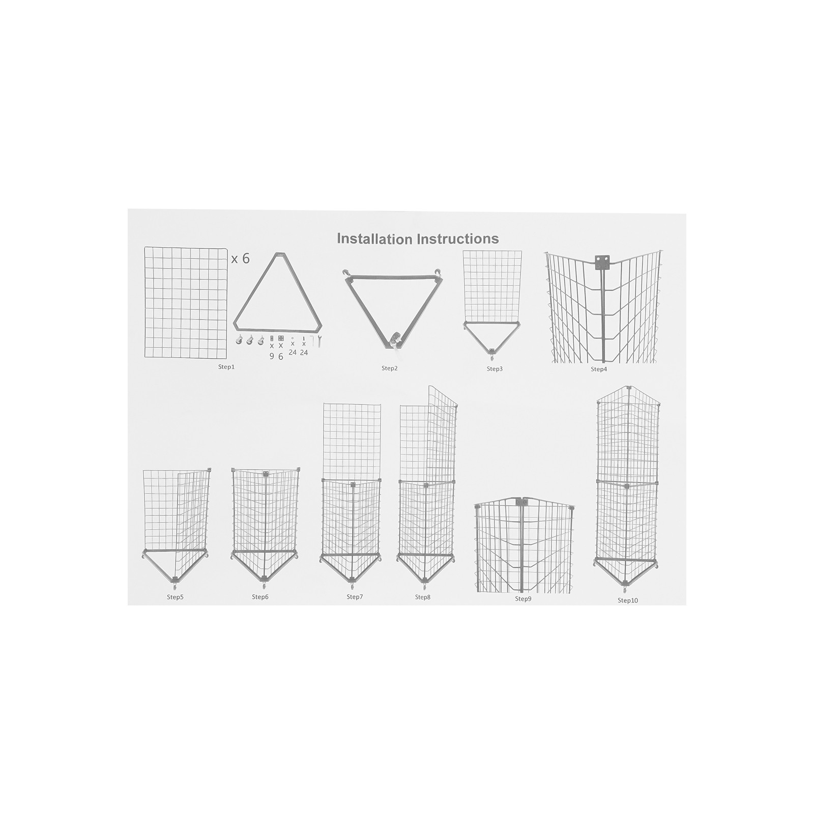 Wire Grid Panel Tower Triangle Display Stand Wire Grid Display Rack Organizer