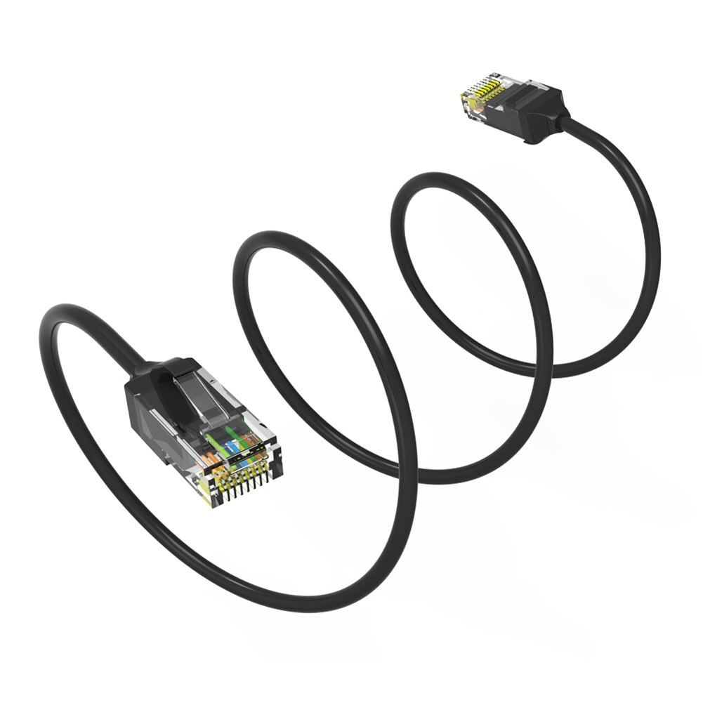 7FT CAT6 RJ45 Slim Ethernet LAN Network Patch Cable UTP Copper Wire 28AWG Black