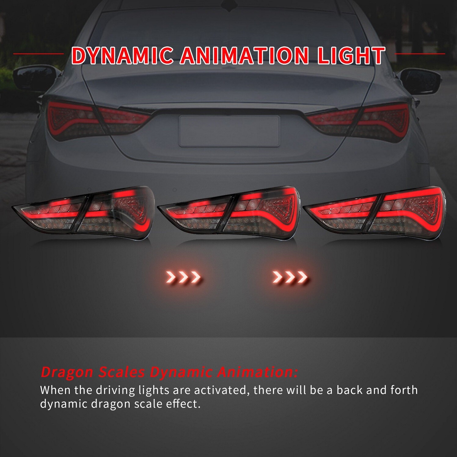 For 2011-2014 Hyundai Sonata VLAND Headlights+Tail Lights+LED Kits w/Sequential