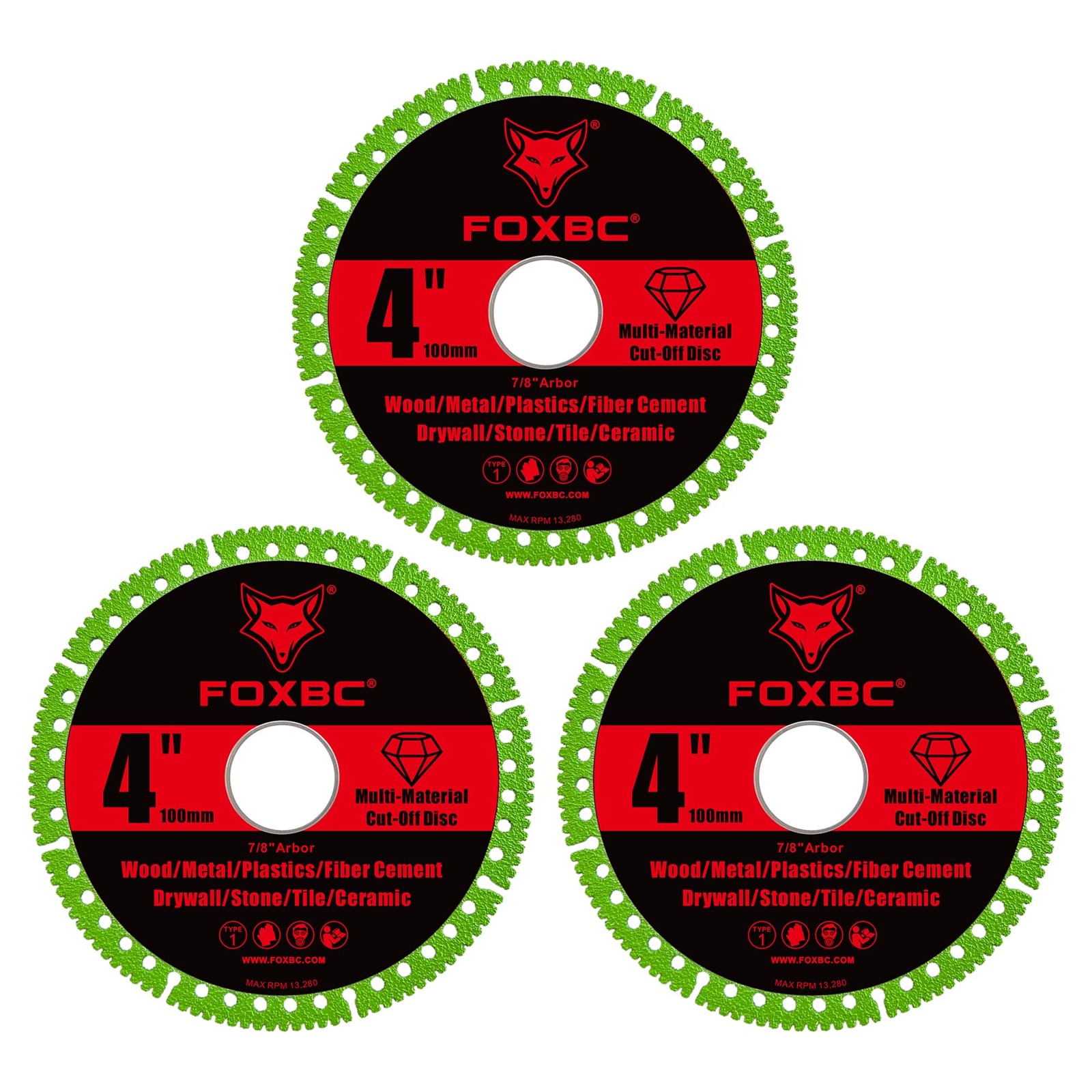 FOXBC 4 Inch Indestructible Multi-Material Cut Off Disc for Angle Red