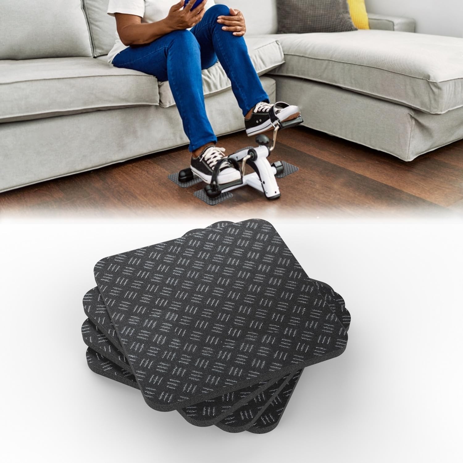 4 PCS AntiSlip Equipment Mats Under Desk Pedal Exerciser 4x4x0.2 Inch Pad
