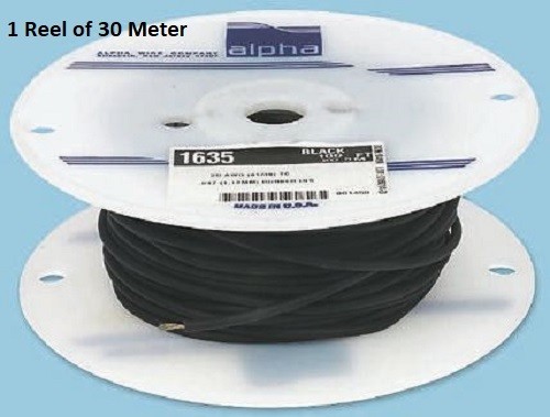 Alpha Wire Test Lead Wire 0.52 mm² CSA 3 kV Black(1 Reel of 30 Metre)...