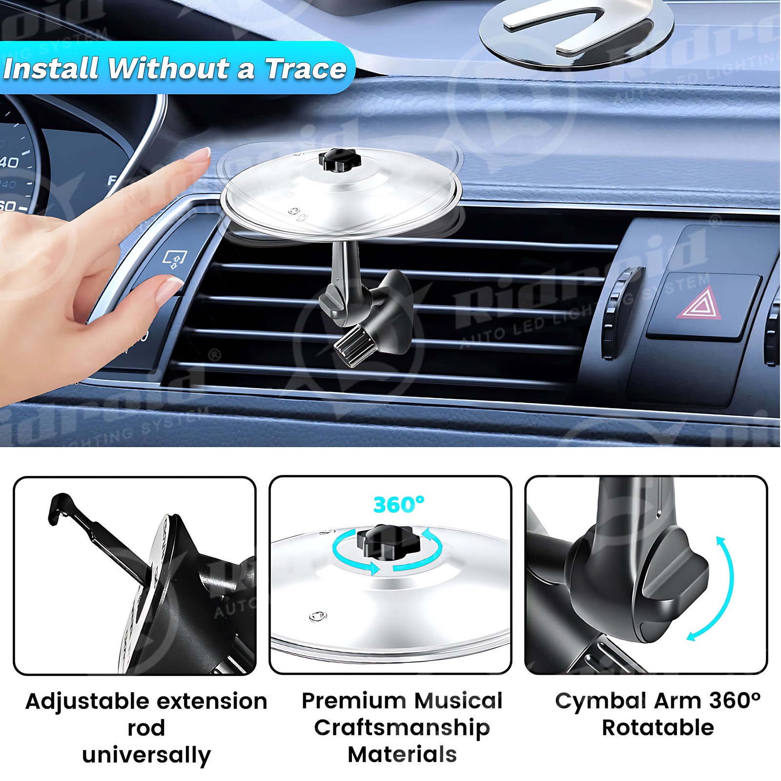 New Gift Slive Car Crash Cymbal, Car Drum Cymbal Air Vent, Make Your Driving Fun