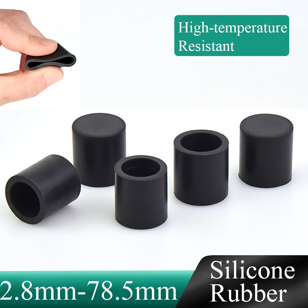 Black Round Silicone Rubber End Cover Caps Dust Cap For A=2.8mm-78.5mm Pipe Tube