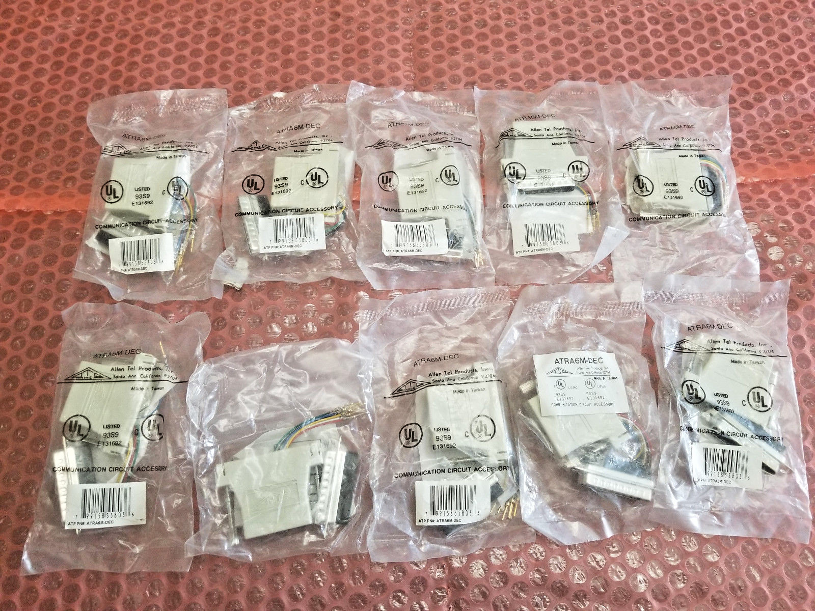 Lot of 10x Allen Tel Products ATRA6M-DEC 6 Conductor Jack to RS232 Adapter Kit
