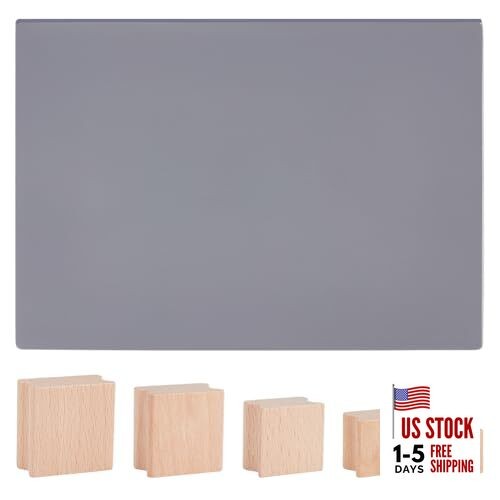 40Pcs Wooden Stamp Blocks, 5 Sizes Blank Rubber Stamp Mounts with Rubber