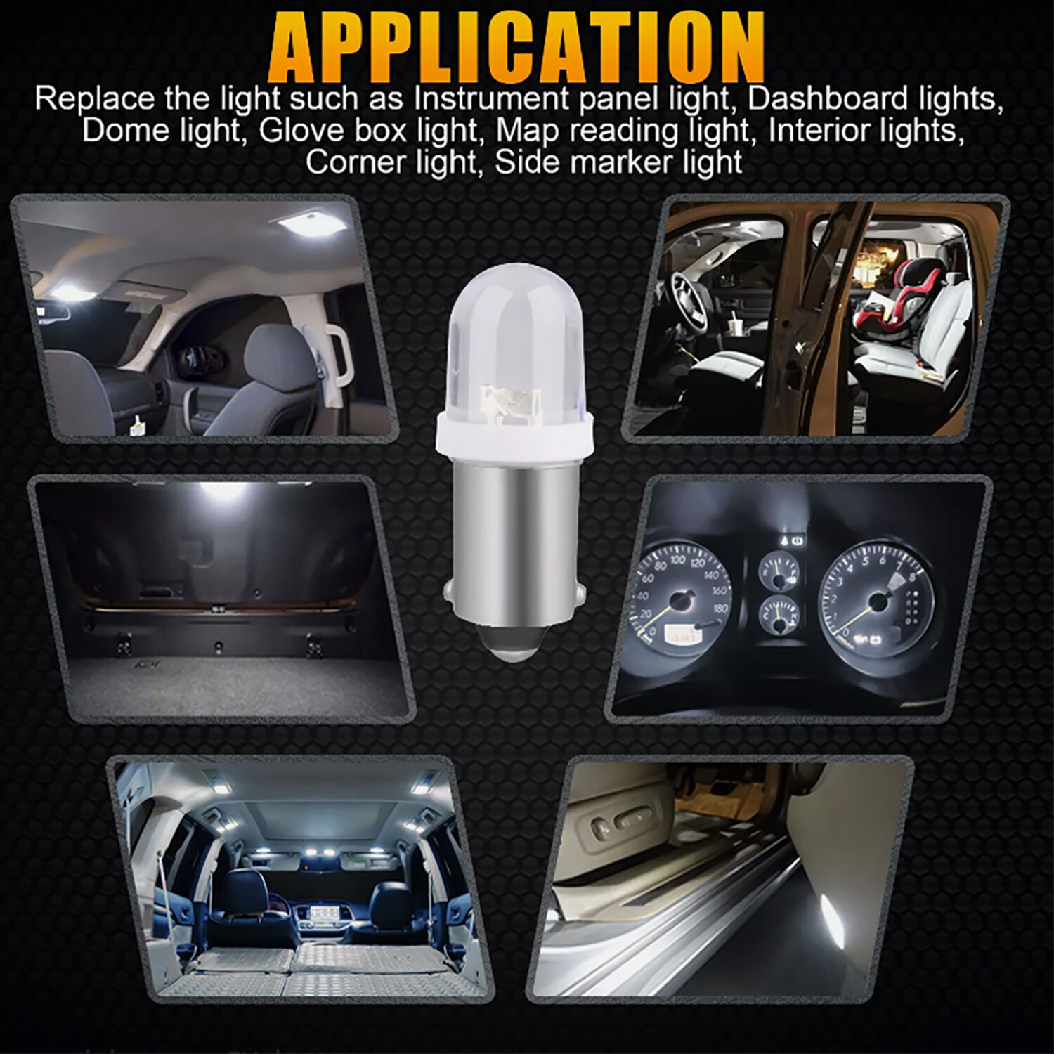 20x Super White BA9S LED Interior Instrument Panel Dash Map Light Bulb 1815 1895