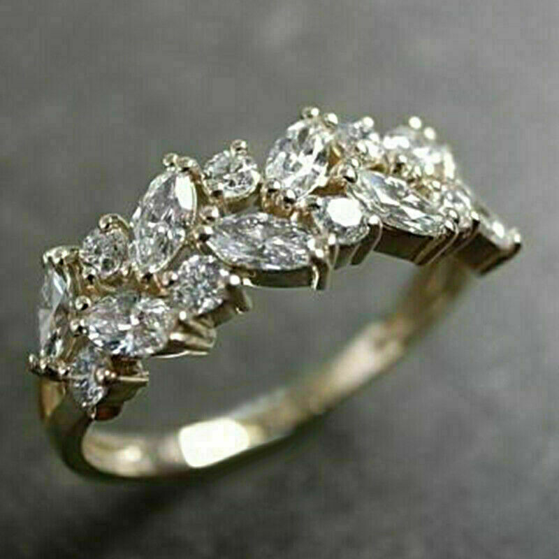 1.50 Ct Lab Created Marquise Diamond 14k Yellow Gold Finish Wedding Band Ring