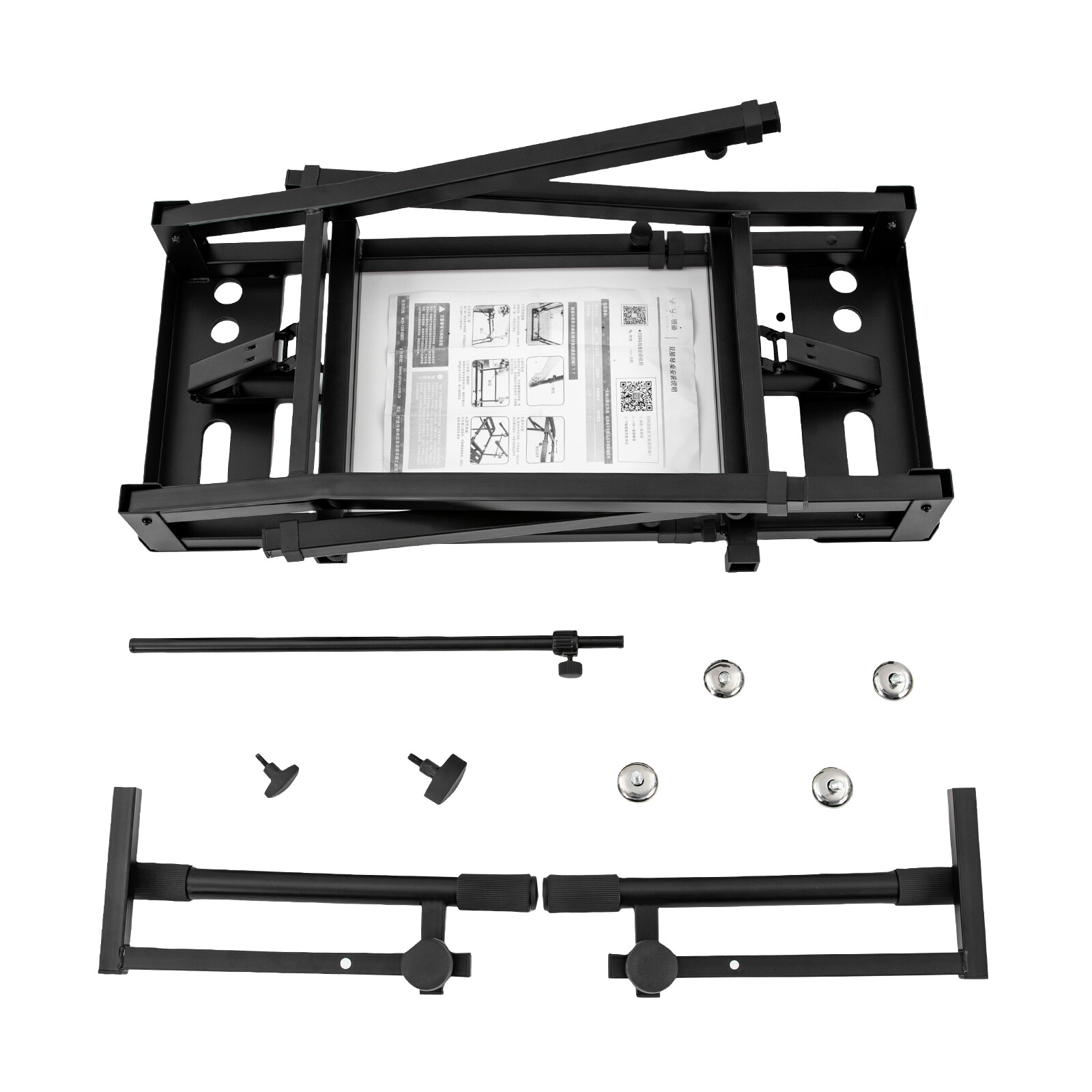 Keyboard Stand DJ Workstation Table Top Piano Holder 2-Tier Double Studio Mount