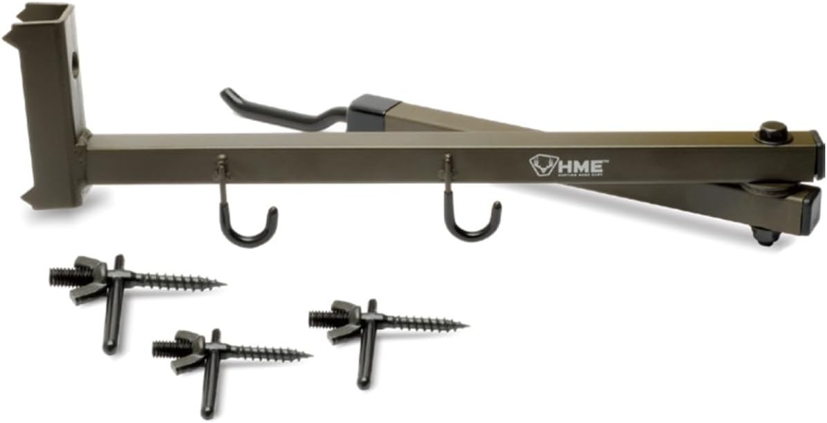 Easy-to-Attach Secure Better Tree Stand Bow Hanger 2 Accessory Hooks 3 Mounting