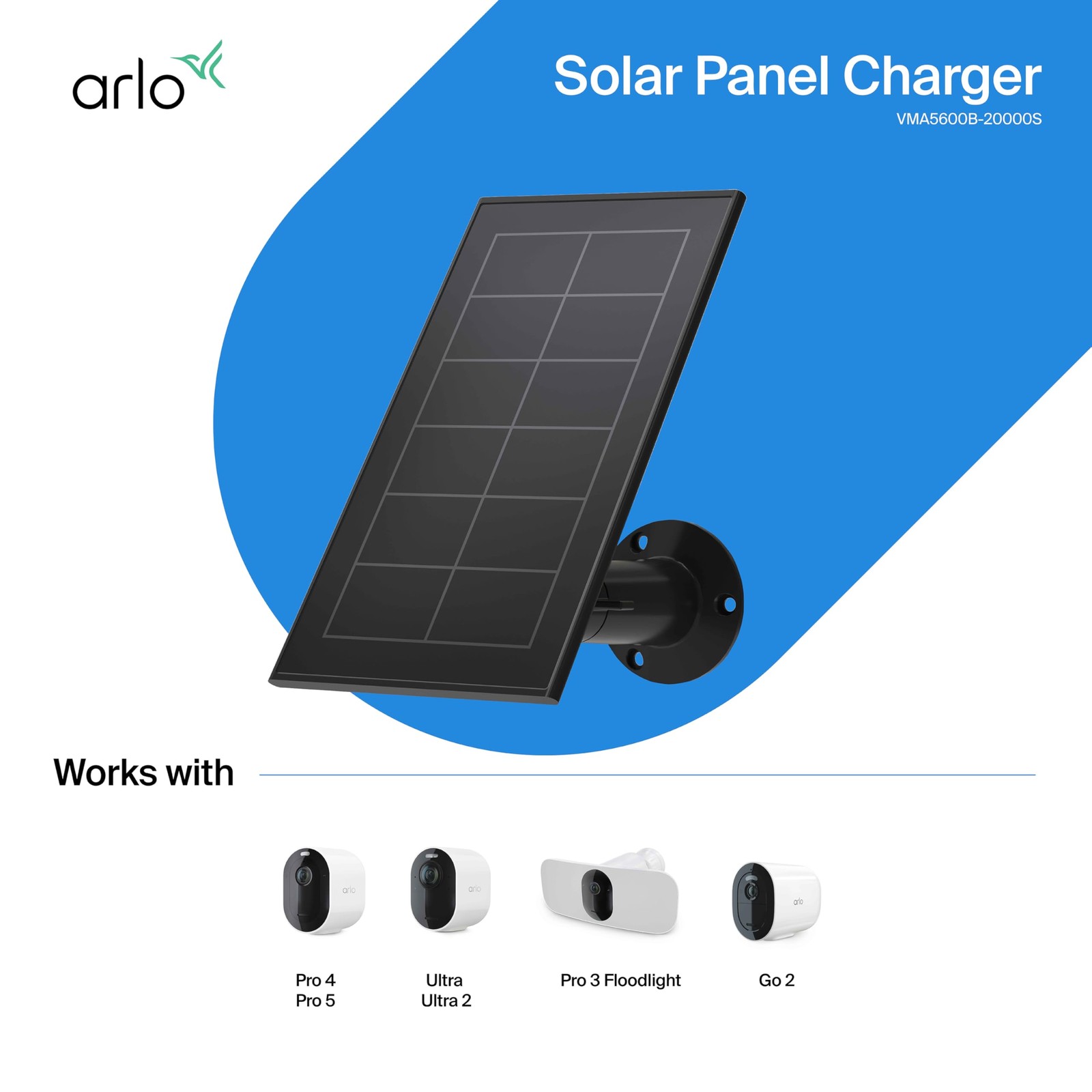 Arlo Solar Panel Charger Black - (VMA5600)