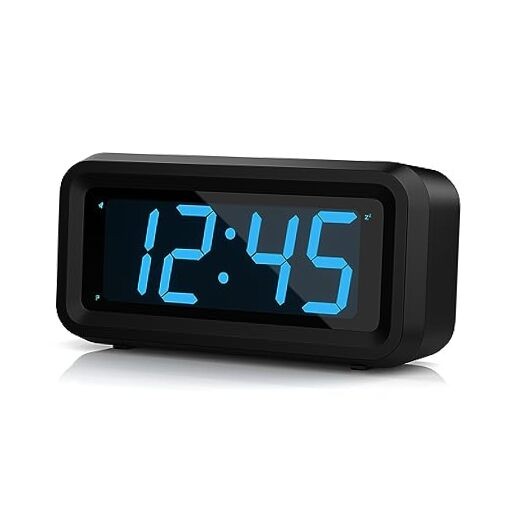 Alarm Clock, Digital Clock, Constantly 1.2'' LED Blue Black Case-blue Led
