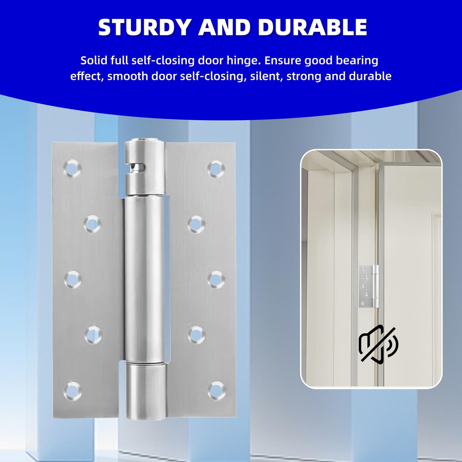 6 Inch Self-Closing Door Hinge Adjustable Spring Heavy Duty Hinge Stainless S...