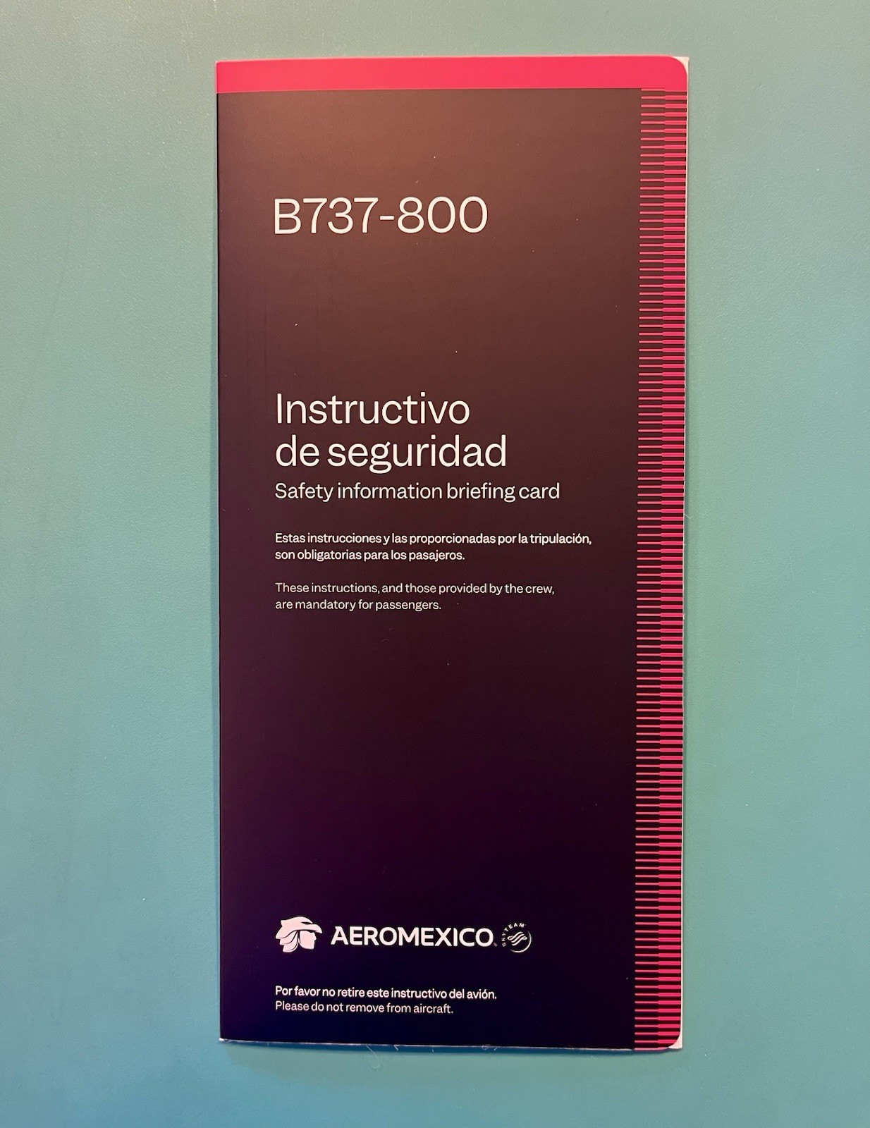 2024 AEROMEXICO SAFETY CARD--737-800