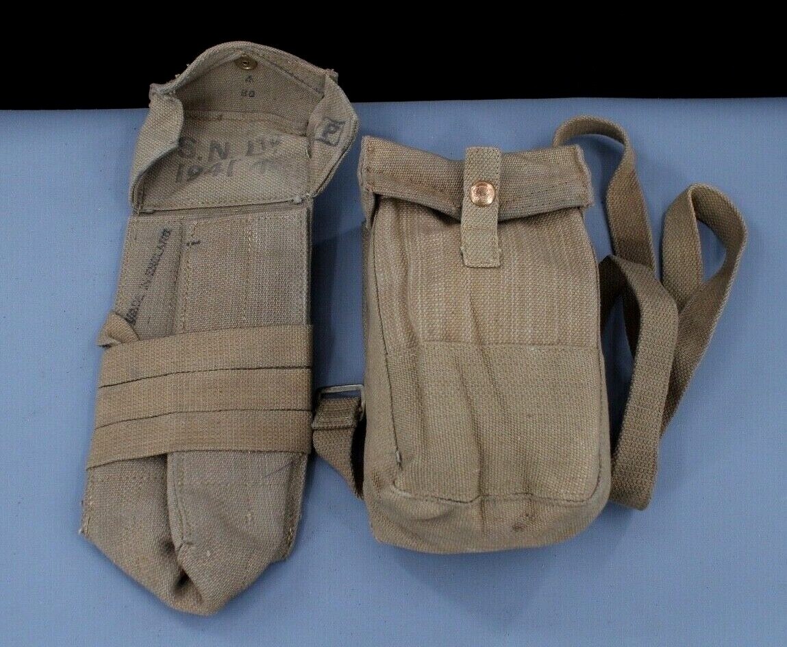 Lot of 2 WWII British Army Ammunition Pouches Bags Dated 1941 Unissued 40s WW2