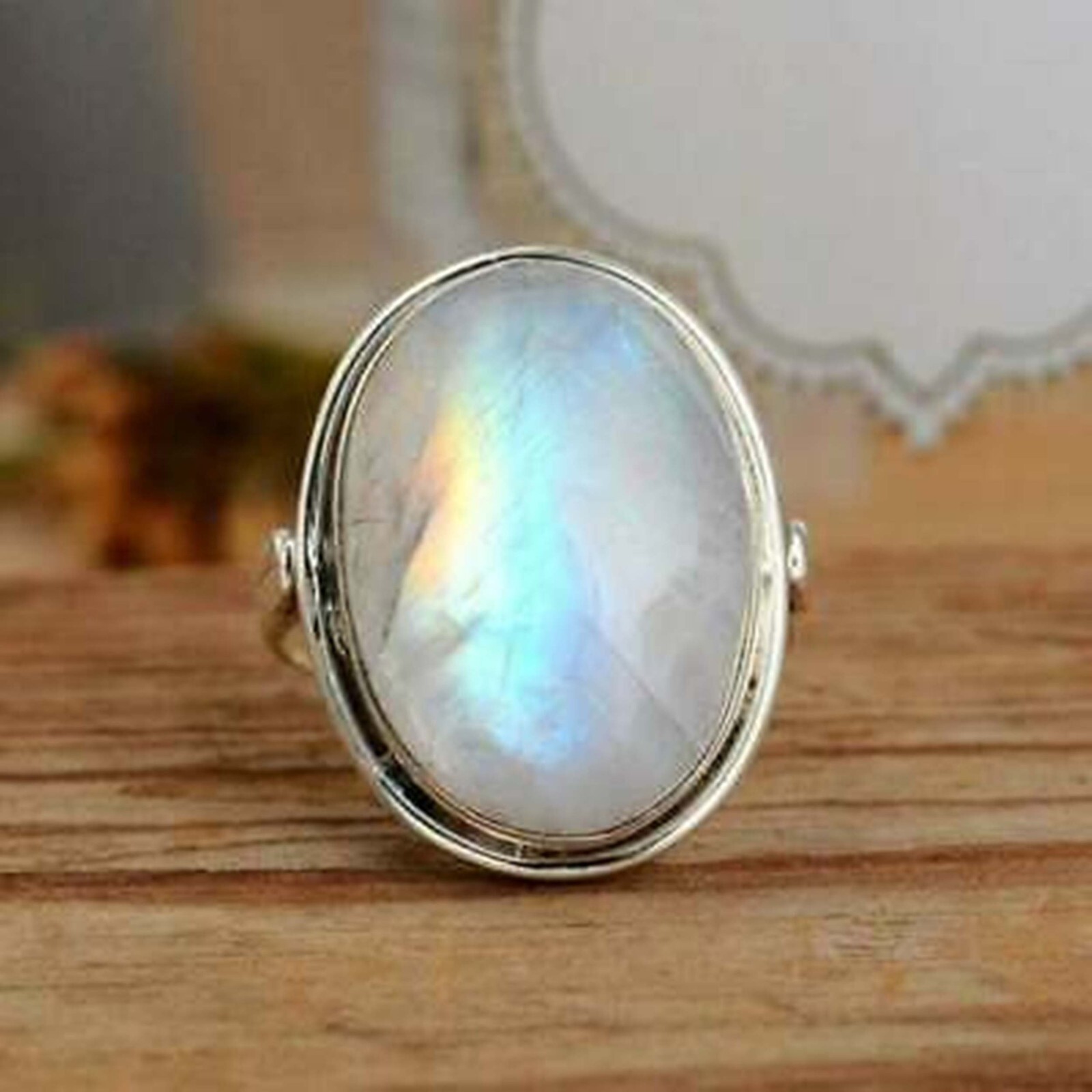 Rainbow Moonstone Gemstone 925 Sterling Silver Handmade Ring All Size s7889