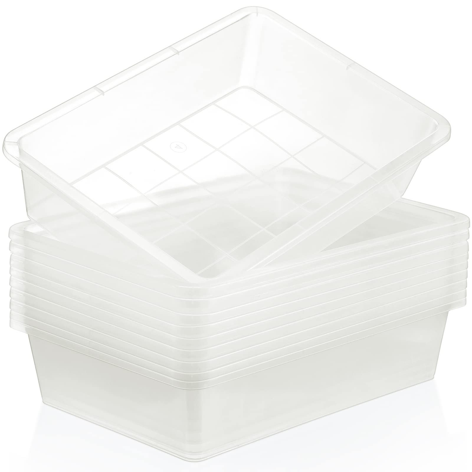 10 PCS Clear Flat Storage Tray Organizer Bin Letter Size Paper Plastic Tool