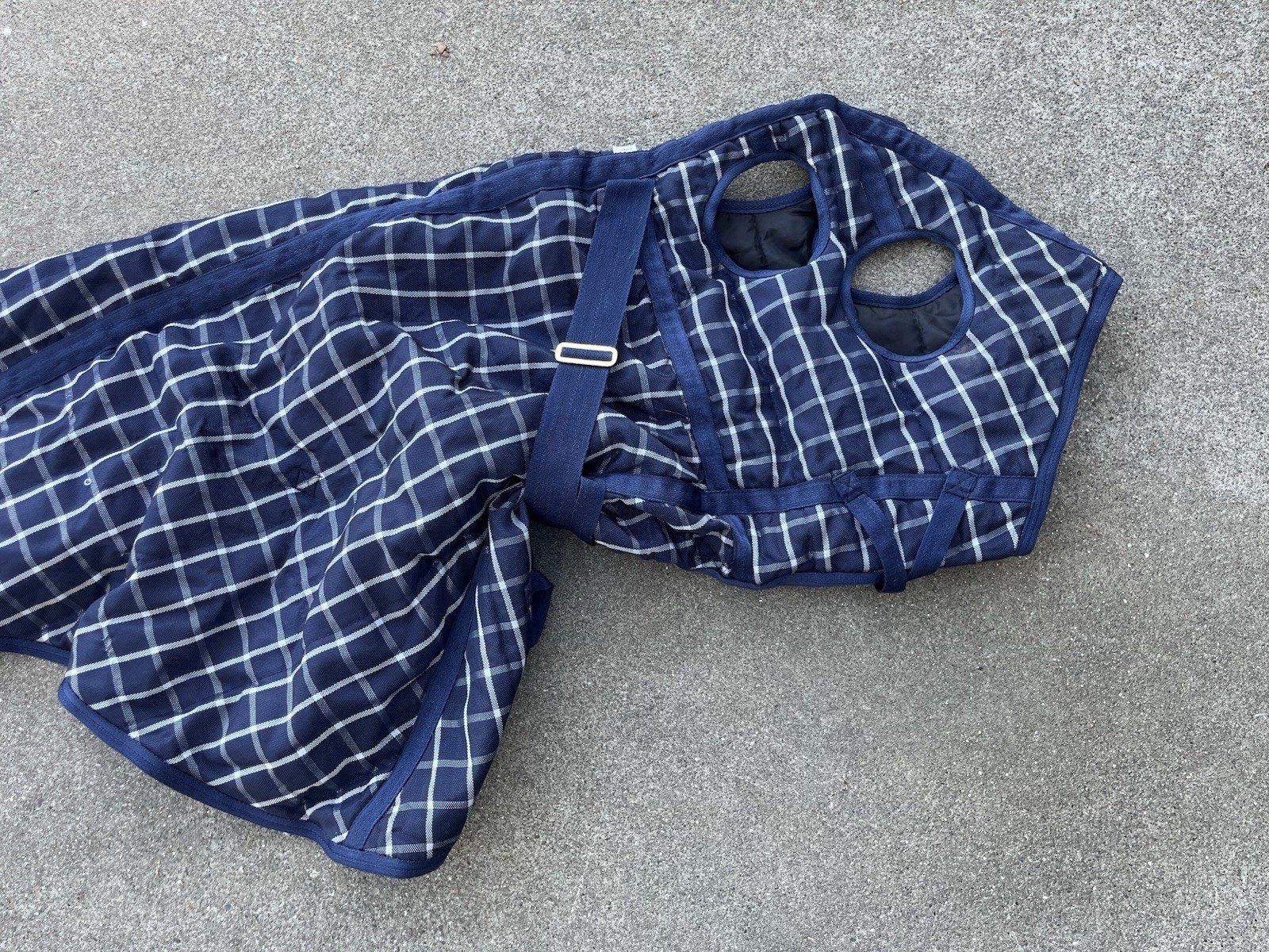 New Blue Plaid Turnout Horse Neck Hood Large
