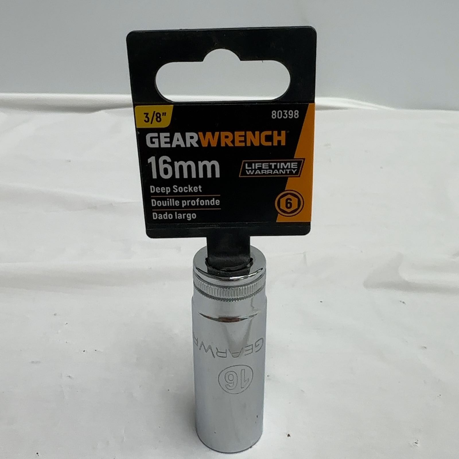 GEARWRENCH 80398 3/8" Drive 16mm Deep Metric 6-Point Socket Full Chrome Finish
