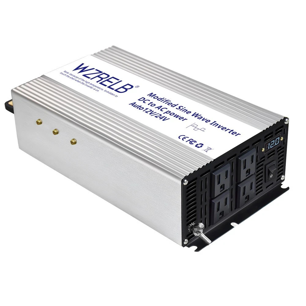 Power Converter 1500W Modified Sine Wave Inverter 12V 24V to 120V Truck Home RV