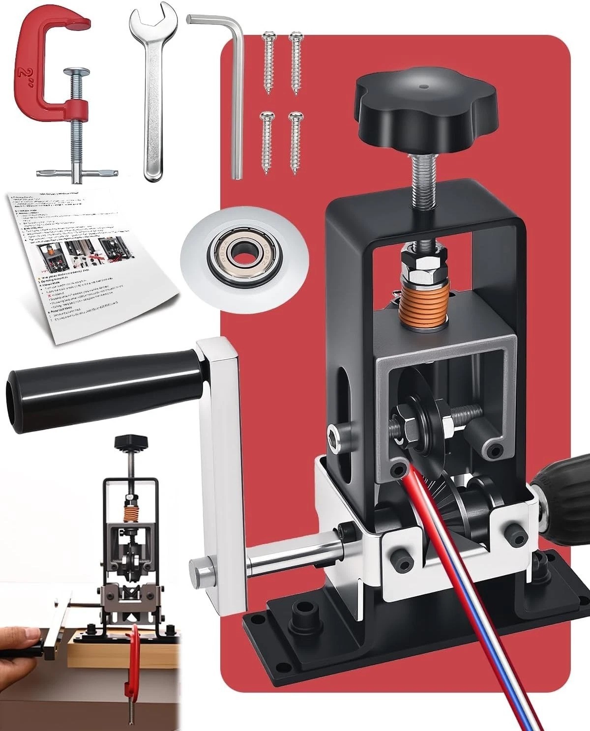 Wire Stripper Machine, 0.06-1 inch Manual Wire Stripping Machine with Replace...