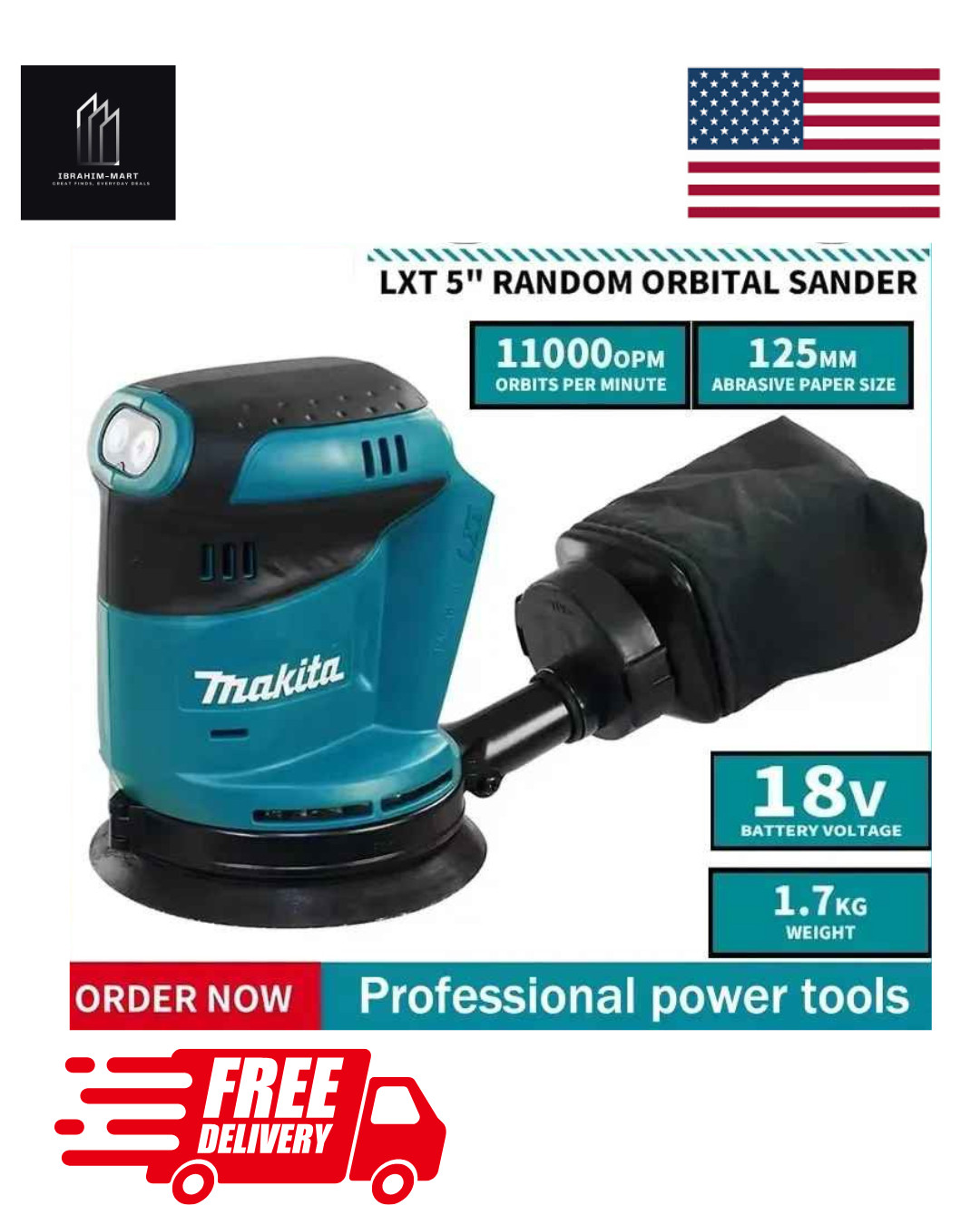 Makita DBO180Z 18V Cordless Random Orbital Sander for Woodworking And Putty