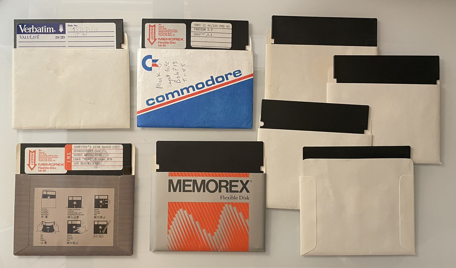 Lot Of 8 Floppy Disks 5.25" Commodore and More 1571  1980’s ERA