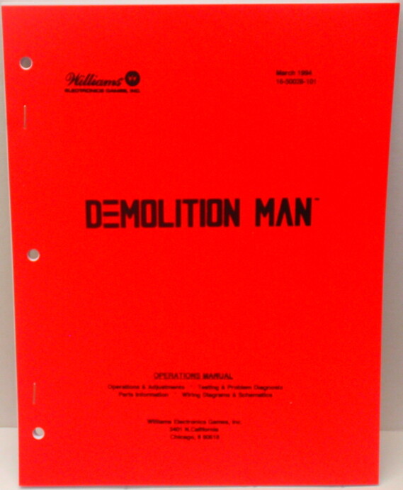 DEMOLITION MAN Williams Pinball GAME COMPLETE Manual *BRAND NEW* FREE USA SHIP!!
