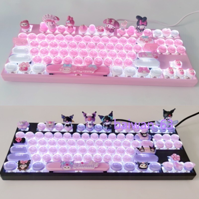 My Melody Cinnamoroll Kuromi Mechanical Keyboard Hot Swap USB Wired 87/104 Keys