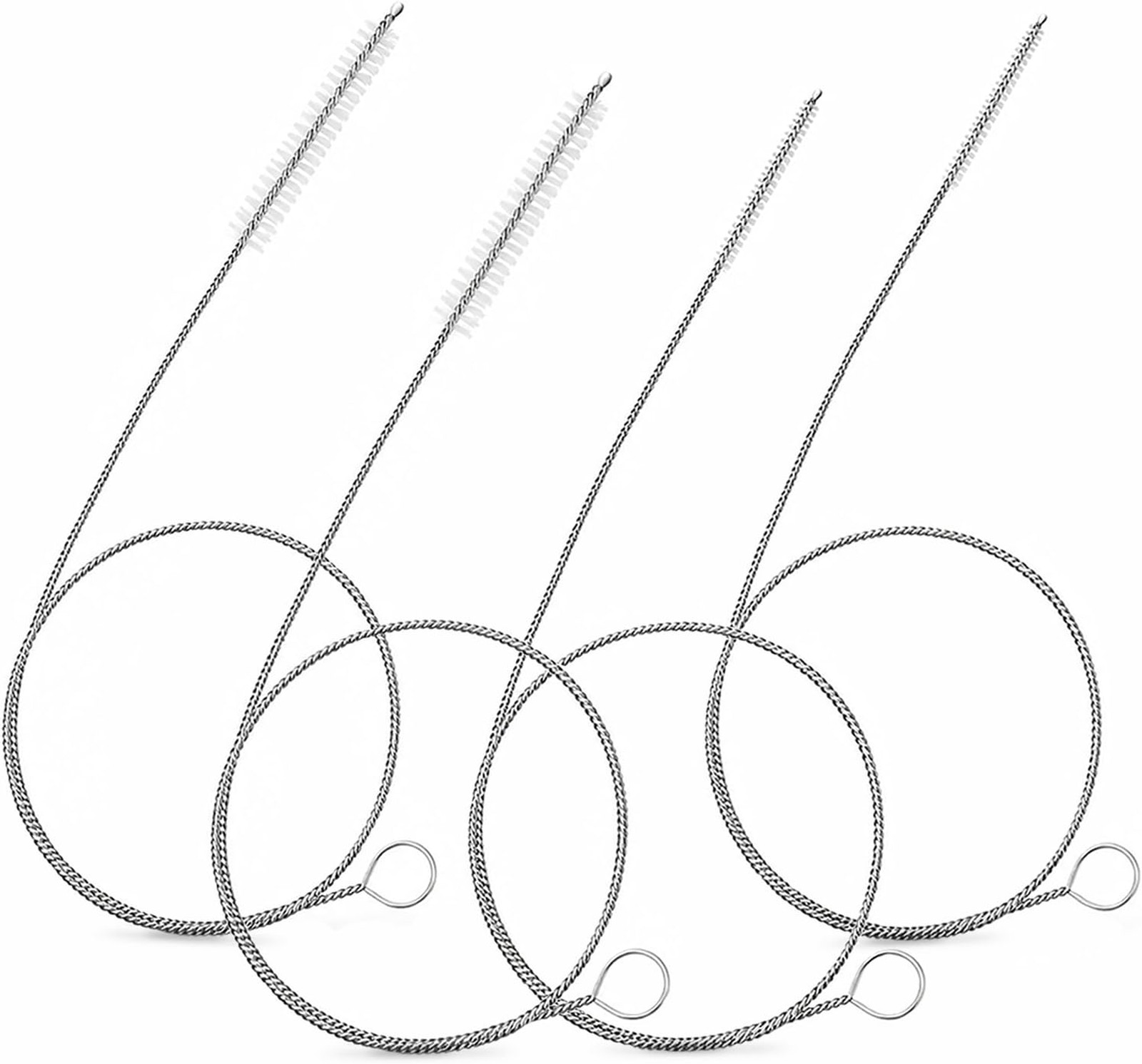 40-Inch Pipe Cleaner Brush Set, Nylon Bristles, Stainless Steel Handle, 4 Pack