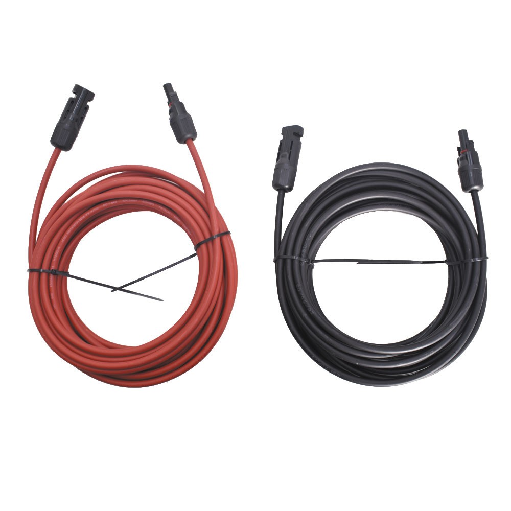 12AWG 1 Pair 30 FT Black + Red Solar Panel Extension Cable Wire Connector