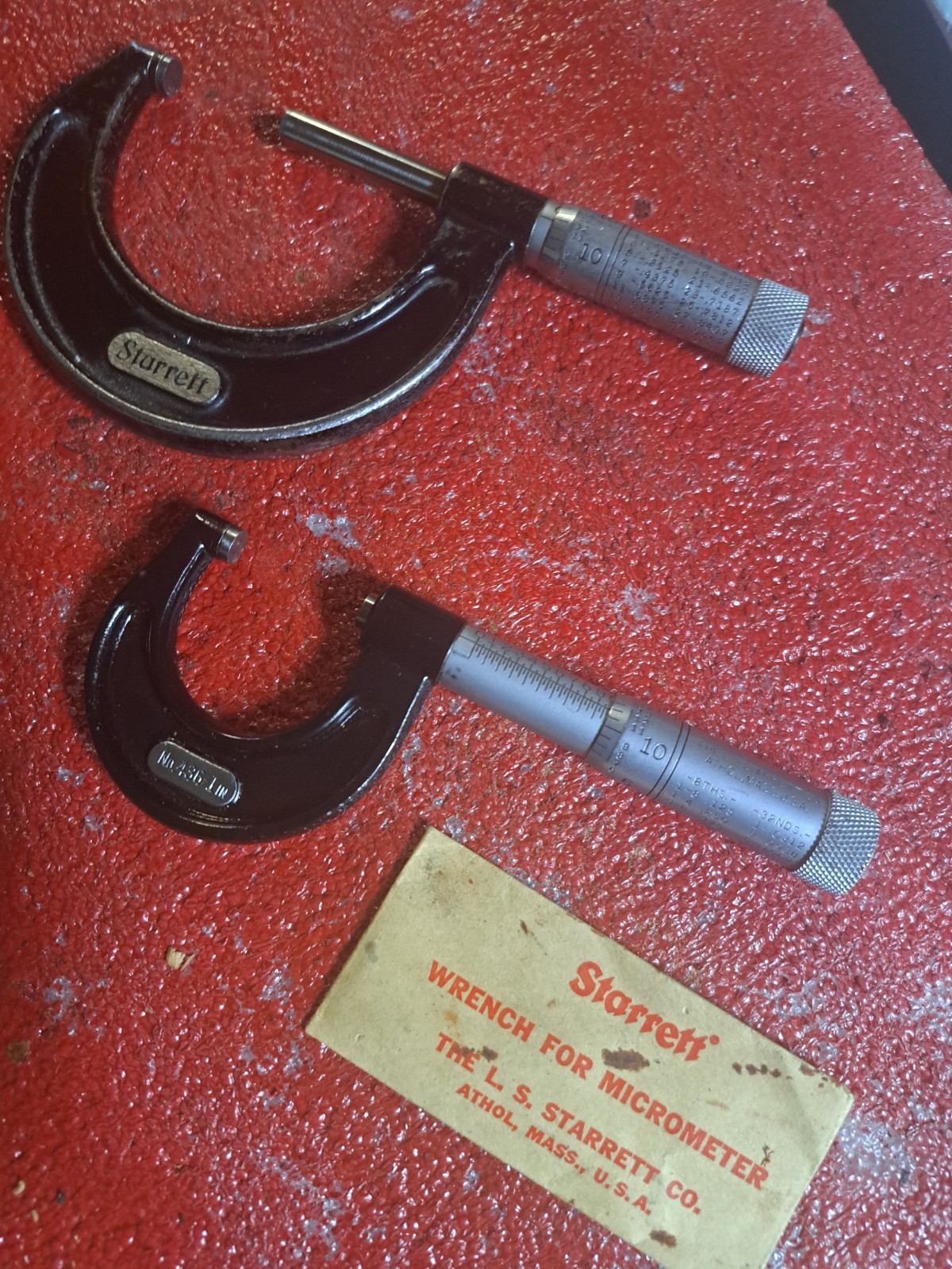 1 and 2 inch starrett micrometers in very good condition