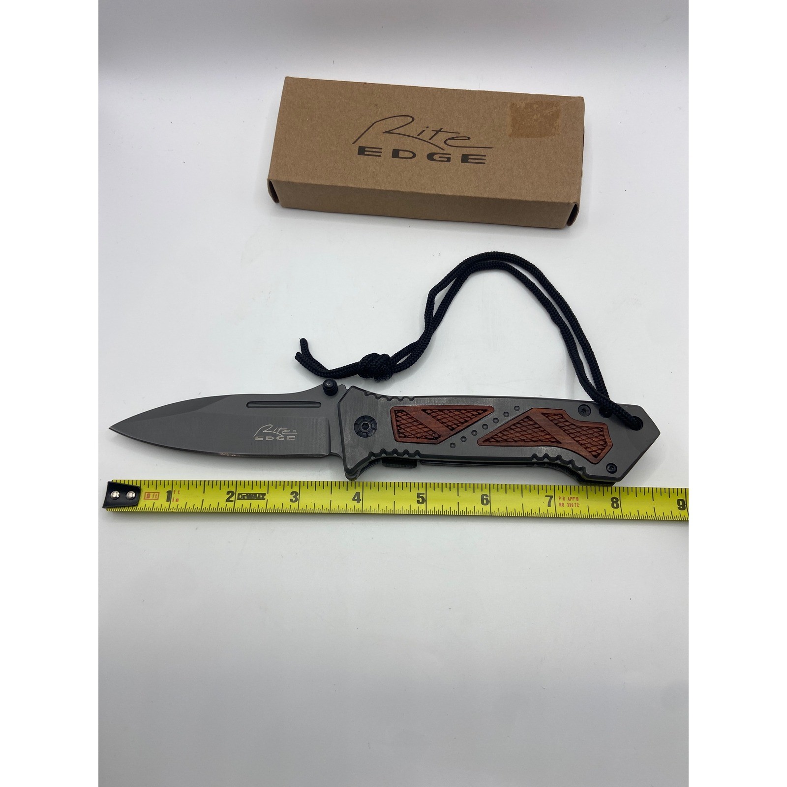 Rite Edge Folding Pocket Knife 300358 Gray Red Handle Tactical Camping