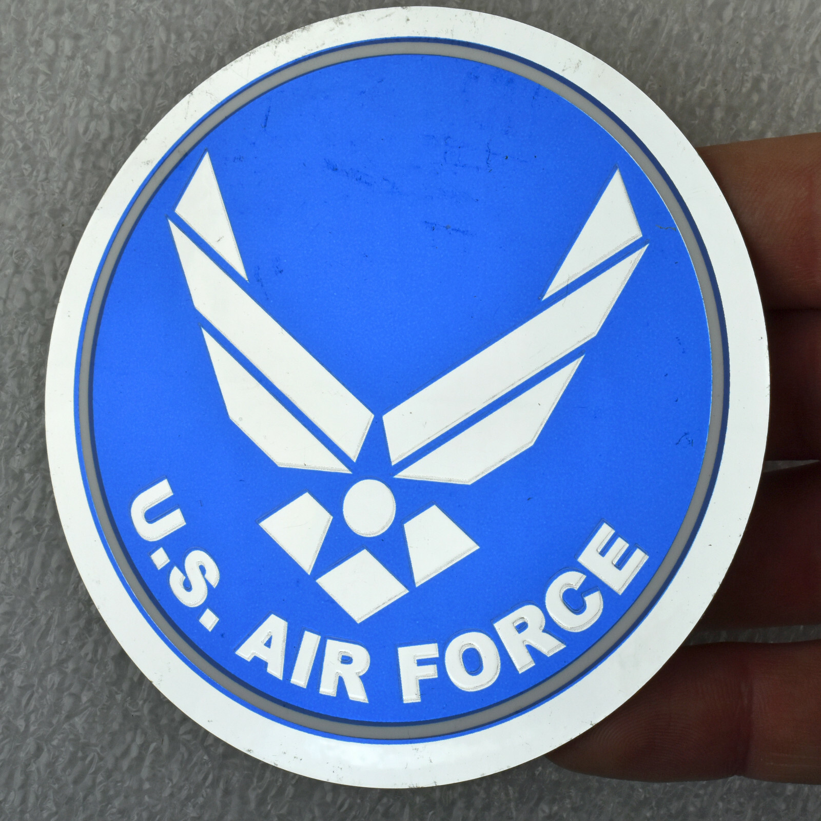 U.S. Air Force Emblem Logo Military Metallic Blue Silver Sticker Decal 4"